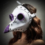 Steampunk Full Face Plague Doctor Mask - White Purple