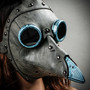 Steampunk Full Face Plague Doctor Mask - Grey Blue