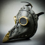 Steampunk Full Face Plague Doctor Mask - Grey Gold