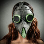 Steampunk Full Face Plague Doctor Mask - Grey Green