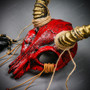 Antelope Devil Animal Skull with Gold Impala Horns Masquerade Mask - Bloody Red