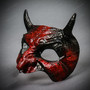 Goblin Devil Short Horn Eyes Mask - Bloody Red