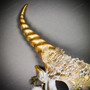 Krampus Gold Horn Lace  Animal Devil Women Mask - White