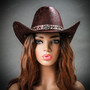 Cowboy Curved Brim with Metal Rivet Hat - Brown (Front)