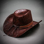 Cowboy Curved Brim with Metal Rivet Party Hat - Brown
