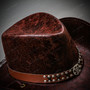 Cowboy Curved Brim with Metal Rivet Party Hat - Brown