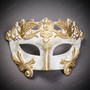 Roman Greek Emperor Masquerade Venetian Mask - White Gold