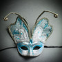 Butterfly Glitter Mardi Gras Party Mask - Blue Silver