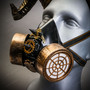Gold Devil Ram Horn Headband w/ Gold Party Gas Mask Hallween Party Costume