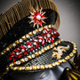 Luxury Black Golden Captain Party Military Cap Hat w/ Halloween Gold Mouth Mask