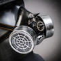 Metallic Silver Steampunk Captain Cap w/ Silver Party Gas mask Halloween Costume