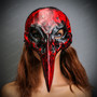 Raven Skull Bird Nose Masquerade Mask - Bloody Red (with model)