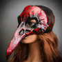 Raven Skull Bird Nose Masquerade Mask - Bloody Red