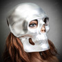 Skull Halloween Masquerade Full Face Mask - Silver