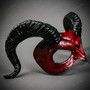 Demon Devil with Back Twisted Horns Masquerade Eye Mask - Bloody Red