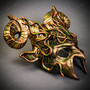 Krampus Ram Demon Horns Devil Woodland Medusa Snake Halloween Masquerade Mask - Gold Green