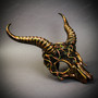 Antelope Devil Animal Impala Horns with Woodland Medusa Snake Halloween Masquerade Mask - Gold Green