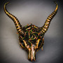 Antelope Devil Animal Impala Horns with Woodland Medusa Snake Halloween Masquerade Mask - Gold Green