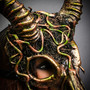 Antelope Devil Animal Impala Horns with Woodland Medusa Snake Halloween Masquerade Mask - Gold Green (detail)