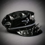 Military Police Spikes Skull Wing Punk Cap Hat - Black