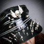 Military Police Spikes Skull Wing Punk Cap Hat - Black (detail)