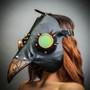 Steampunk Plague Doctor with Spike Goggle Curved Bird Beak Mask - Black Gold (with model)