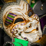 Mardi Gras Luxury Jester Crackle Joker Venetian Masquerade Mask - Gold Purple Green (rhinstones)