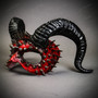 Demon Spikes Devil with Back Twisted Horns Masquerade Eye Mask - Bloody Red