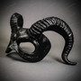 Demon Devil with Back Twisted Horns Masquerade Eye Mask - Textured Black