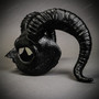 Demon Devil with Back Twisted Horns Masquerade Eye Mask - Textured Black (horns)