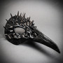 Raven Skull Steampunk Spikes Bird Nose Masquerade Mask - Black