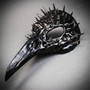 Raven Skull Steampunk Spikes Bird Nose Masquerade Mask - Black