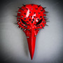 Raven Skull Steampunk Spikes Bird Nose Masquerade Mask - Red (front)