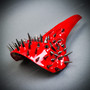 Raven Skull Steampunk Spikes Bird Nose Masquerade Mask - Red