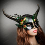 Krampus Horn Woodland Forest Animal Devil Women Mask - Green (right)