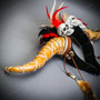 Voodoo Ancient Skull Long Horn with Feather Headband - Brown