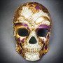 Venetian Mardi Gras Candy Skull Full Face Mask - Gold Purple