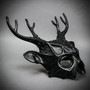 Antler Deer Textured Horn with Laces Devil Halloween Masquerade Mask - Black