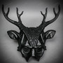 Antler Deer Textured Horn with Laces Devil Halloween Masquerade Mask - Black