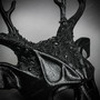 Antler Deer Textured Horn with Laces Devil Halloween Masquerade Mask - Black (lace detail)