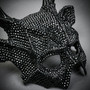 Antler Deer Horn Rhinestones Devil Halloween Masquerade Mask - Black (front detail)