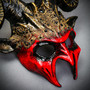 Krampus Ram Demon with Gold Laces Horns Devil Halloween Mask - Bloody Red