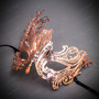 Beautiful Swan Metal Laser Cut Silver Stones Masquerade Mask - Rose Gold