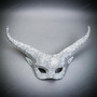 Krampus Horn Full Rhinestones Elegant Devil Women Mask - Silver