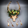 Antelope Devil Woodland Forest Gold Ox Horns Animal Skull Ghost Skull Masquerade Mask - Stone Texture