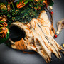 Antelope Devil Woodland Forest Gold Ox Horns Animal Skull Ghost Skull Masquerade Mask - Stone Texture