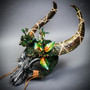Antelope Devil Woodland Forest Gold Ox Horns Animal Skull Ghost Skull Masquerade Mask - Dark Silver
