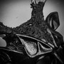 Antler Deer Silver Horns with Laces Devil Halloween Masquerade Mask - Black