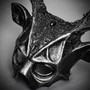 Antler Deer Textured Horn with Brushed Silver Laces Devil Halloween Masquerade Mask - Black (laces)