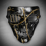 Pirate Gold Wired Death Skull Masquerade Full Face Mask - Black